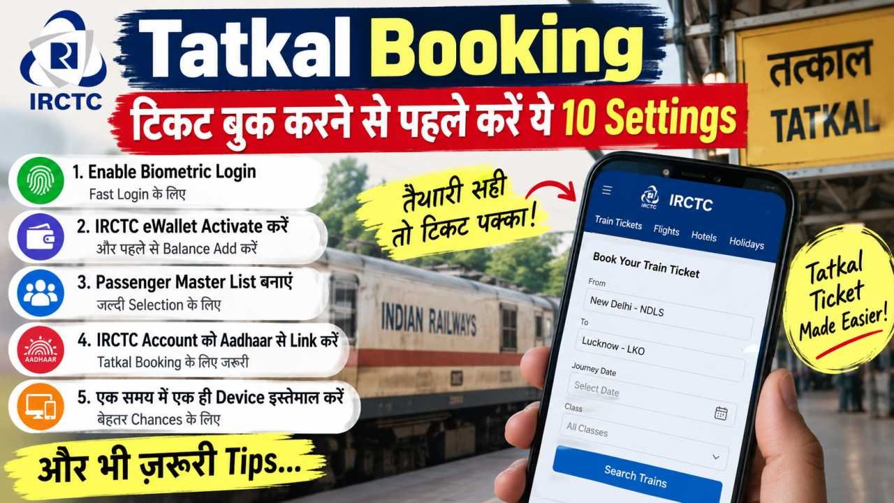 IRCTC Tatkal Booking के लिए 10 जरूरी Settings
