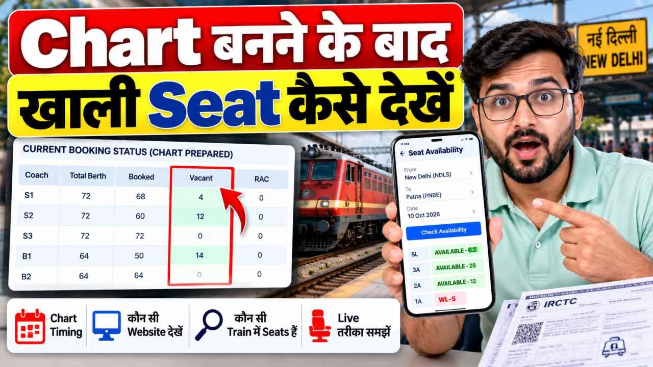 Chart बनने के बाद खाली Seat कैसे देखें