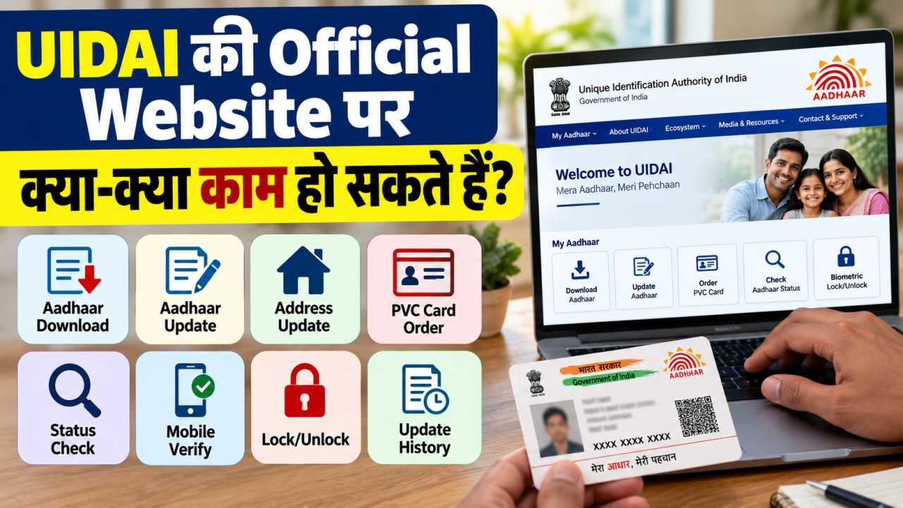 UIDAI की Official Website पर क्या-क्या काम हो सकते हैं?